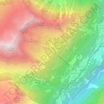 Carte topographique La Creusaz, altitude, relief
