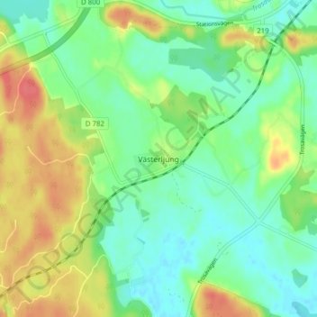 Carte topographique Västerljung, altitude, relief