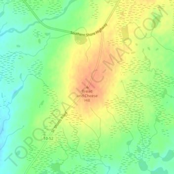 Carte topographique Bread and Cheese Hill, altitude, relief