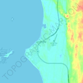 Carte topographique Jurien Bay, altitude, relief