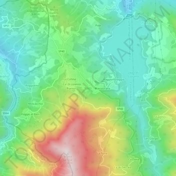 Carte topographique Badi, altitude, relief