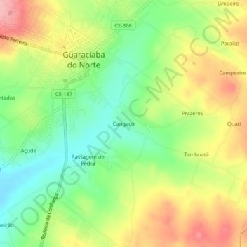 Carte topographique Cangaço, altitude, relief