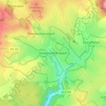 Carte topographique Unterleichtersbach, altitude, relief