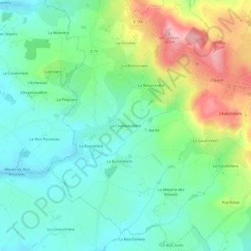 Carte topographique La Chambaudière, altitude, relief