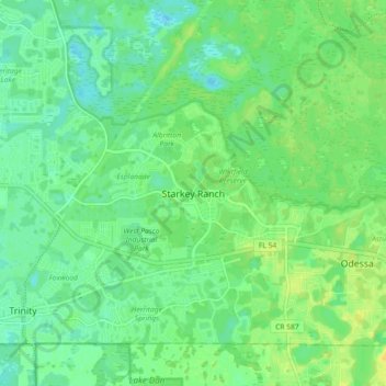 Carte topographique Starkey Ranch, altitude, relief
