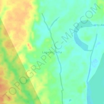 Carte topographique Lagarto Cocha, altitude, relief