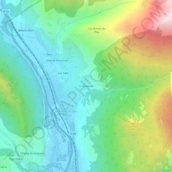 Carte topographique Le Bathéou, altitude, relief