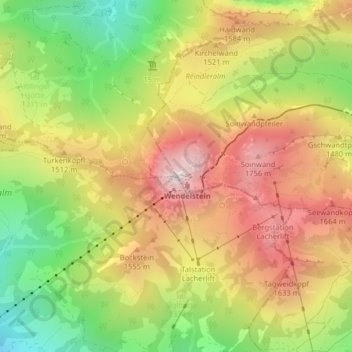 Carte topographique Wendelstein, altitude, relief
