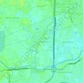 Carte topographique Ayanambakkam, altitude, relief