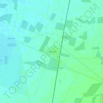 Carte topographique Cinco Casas, altitude, relief