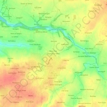 Carte topographique Goarem ar Groas, altitude, relief