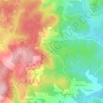 Carte topographique Le Malaret, altitude, relief