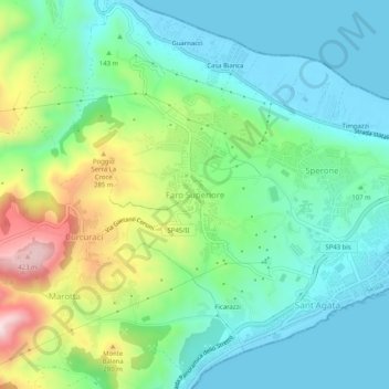 Carte topographique Faro Superiore, altitude, relief