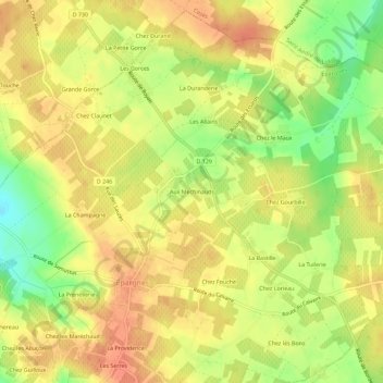 Carte topographique Aux Mechinauds, altitude, relief