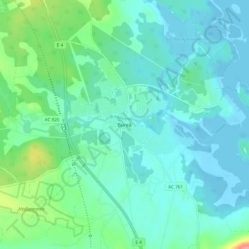 Carte topographique Bureå, altitude, relief