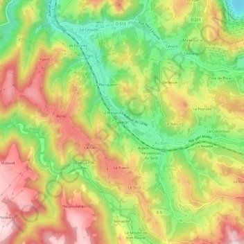 Carte topographique Séverac, altitude, relief