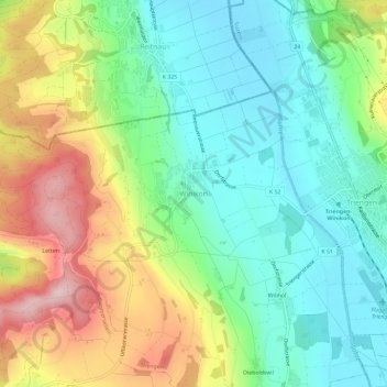 Carte topographique Winikon, altitude, relief