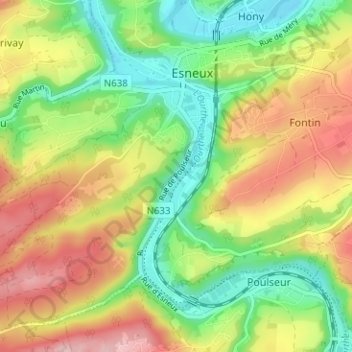 Carte topographique Champay, altitude, relief