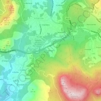 Carte topographique A Fraga, altitude, relief