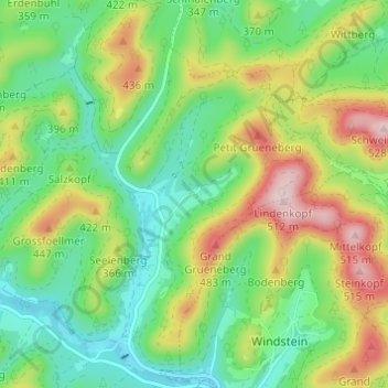 Carte topographique Kehlenhof, altitude, relief