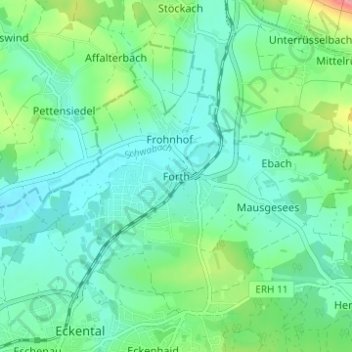 Carte topographique Forth, altitude, relief