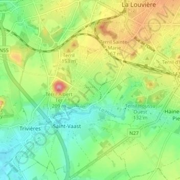 Carte topographique Wazoir, altitude, relief