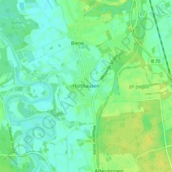 Carte topographique Holthausen, altitude, relief