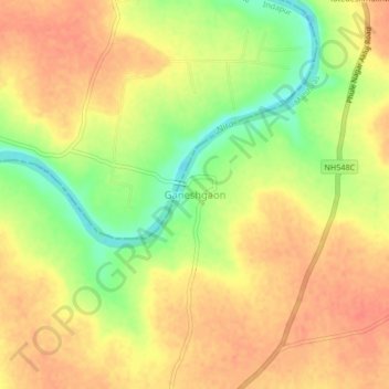 Carte topographique Ganeshgaon, altitude, relief