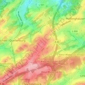 Carte topographique Hobeuken, altitude, relief