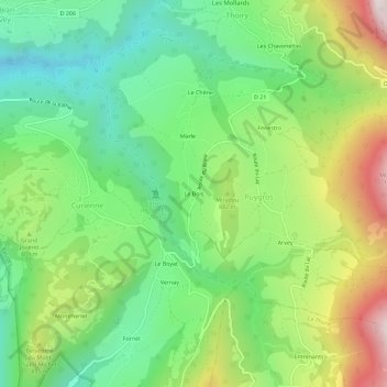 Carte topographique Le Bois, altitude, relief