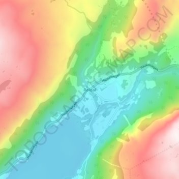 Carte topographique Røldal, altitude, relief