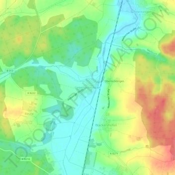 Carte topographique Unterbichtlingen, altitude, relief