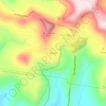 Carte topographique Planalto, altitude, relief