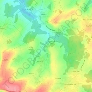 Carte topographique La Rue Neuve, altitude, relief