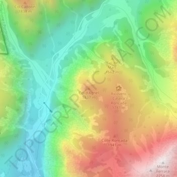 Carte topographique Col d'Agnel, altitude, relief