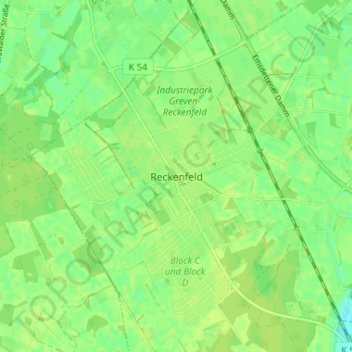 Carte topographique Reckenfeld, altitude, relief