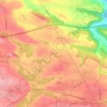 Carte topographique Bas Pied, altitude, relief