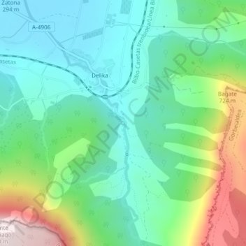Carte topographique Fuente de la tejera, altitude, relief