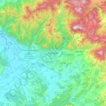 Carte topographique Baia Mare, altitude, relief