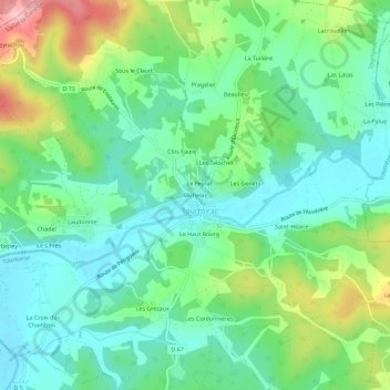 Carte topographique Michelas, altitude, relief