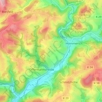 Carte topographique Oeldorf, altitude, relief