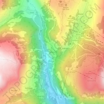 Carte topographique Pianazzo, altitude, relief