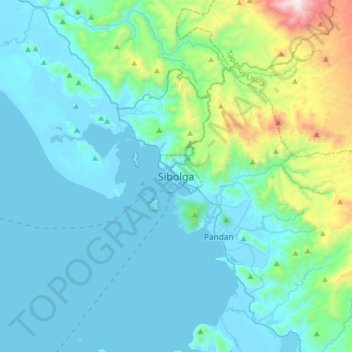 Carte topographique Sibolga, altitude, relief