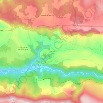 Carte topographique Le Causse, altitude, relief