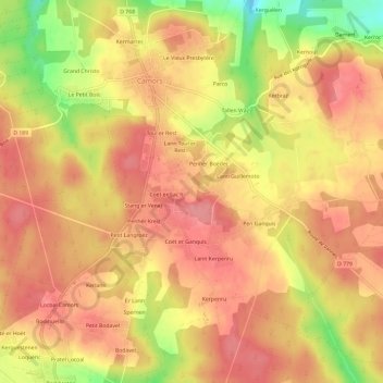 Carte topographique Prat Fetan, altitude, relief