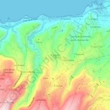 Carte topographique El Lomito, altitude, relief