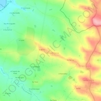 Carte topographique A Lamothe, altitude, relief