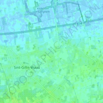Carte topographique Okkevoorde, altitude, relief