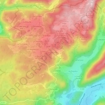 Carte topographique Les Breuchots, altitude, relief
