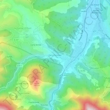 Carte topographique Saint Christaud, altitude, relief